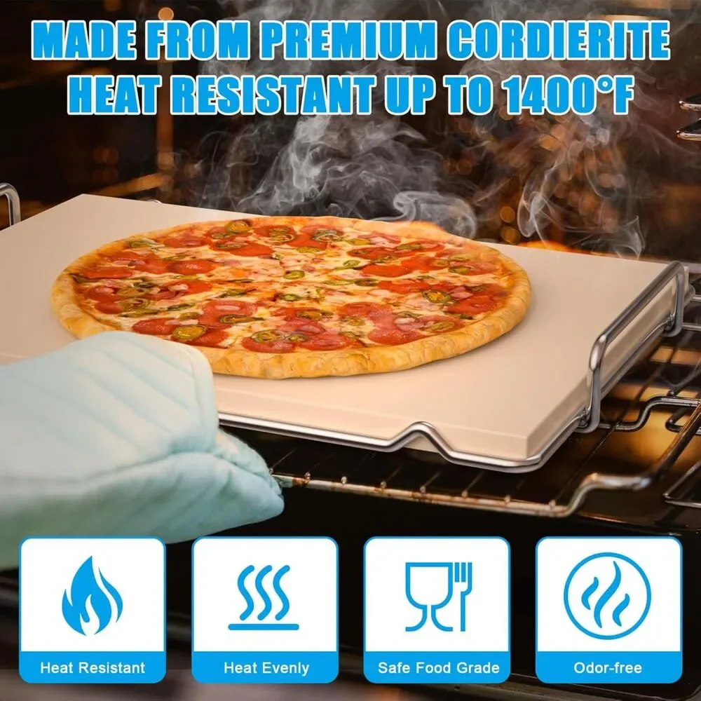 Pizza Stone Set for Ninja Woodfire OG800 OG900 Grill Oven Baking Stone Rack